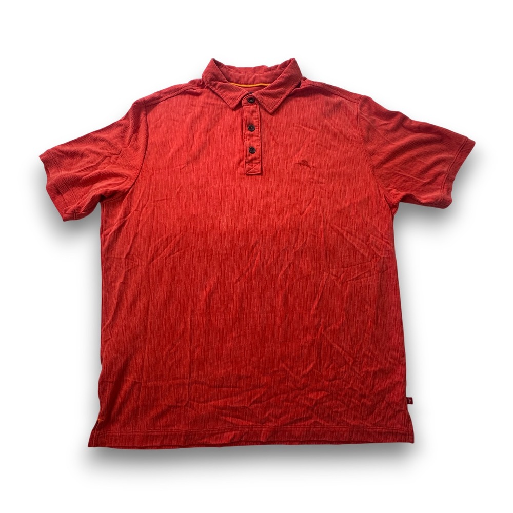Tommy Bahama Mens Red Textured Slub Modal Blend Polo Shirt Large 171-T216137